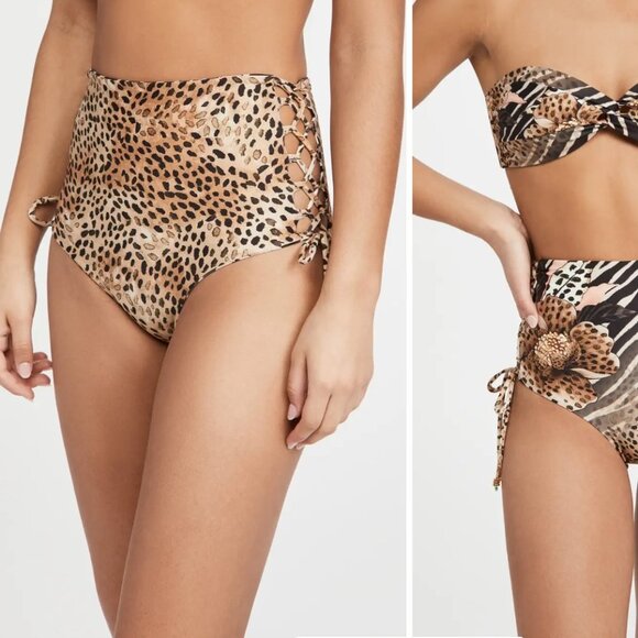 Agua Bendita Reversible Hope Jambo Animal Print High Waist Bikini Bottom Size S - Picture 4 of 16